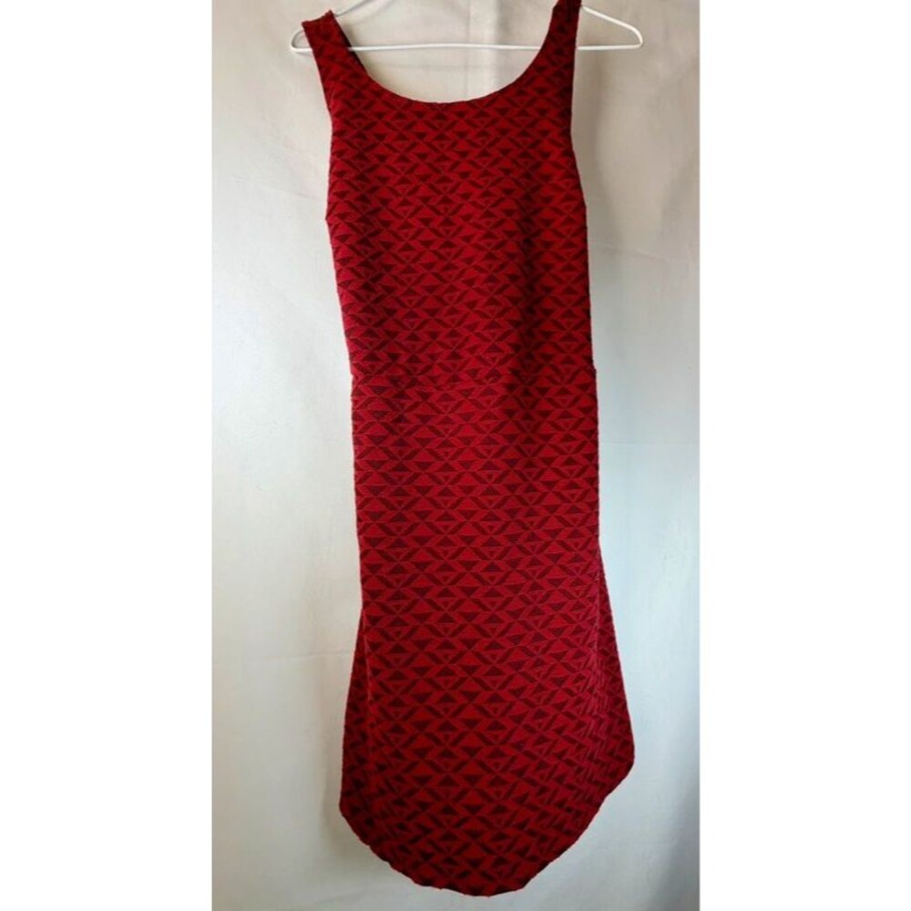 Hollister Red & Black Geometric Fit & Flare Dress | Size Large